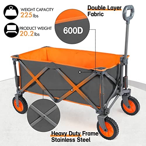 PORTAL COLLAPSIBLE WAGON, FOLDABLE BEACH WAGON CART, ALL TERRAIN, 225LBS - GREY gallery