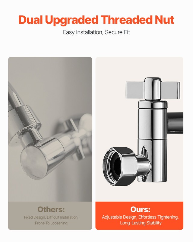 VEVOR Shower Head Extension Arm Extender 11 in Adjustable Angle Height G1/2 gallery