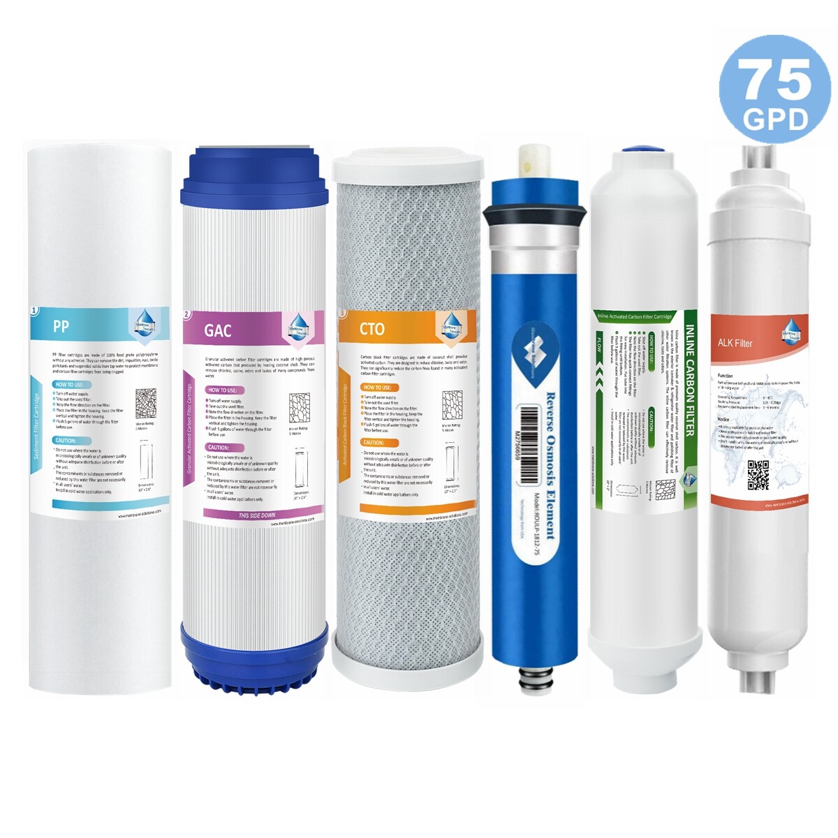 6 Stage Reverse Osmosis 75G RO Membrane PP GAC CTO T33 PH Alkaline Water Filters gallery