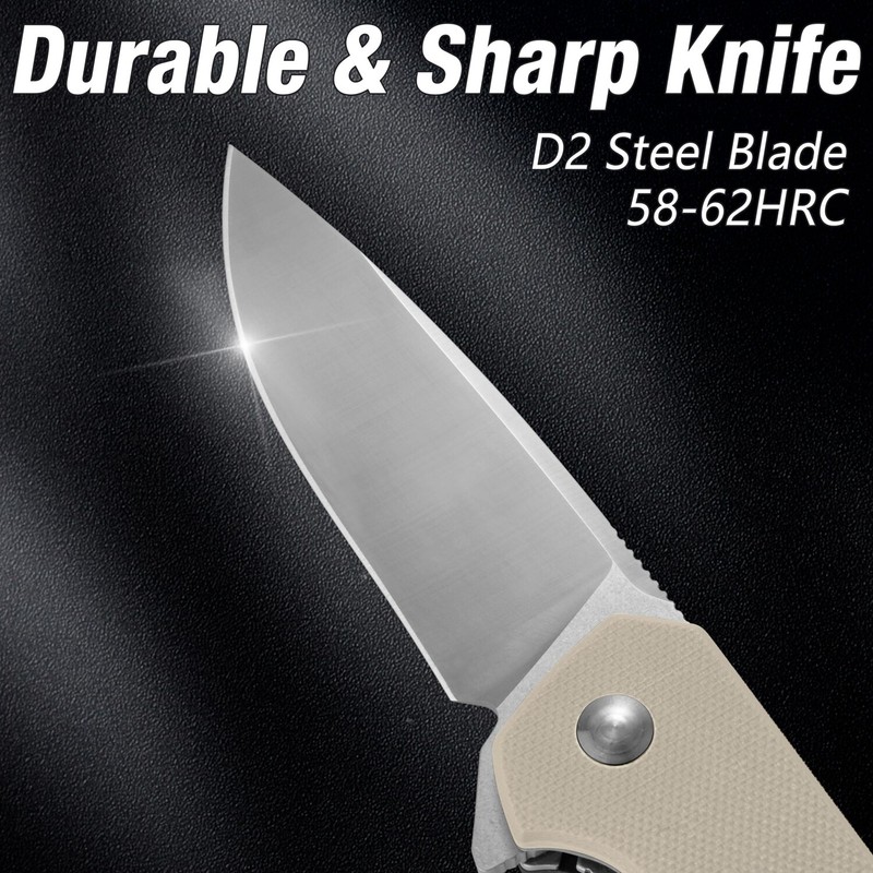FLISSA Pocket Folding Tactical Knife D2 Blades Liner Lock EDC Knife W/G10 Handle gallery