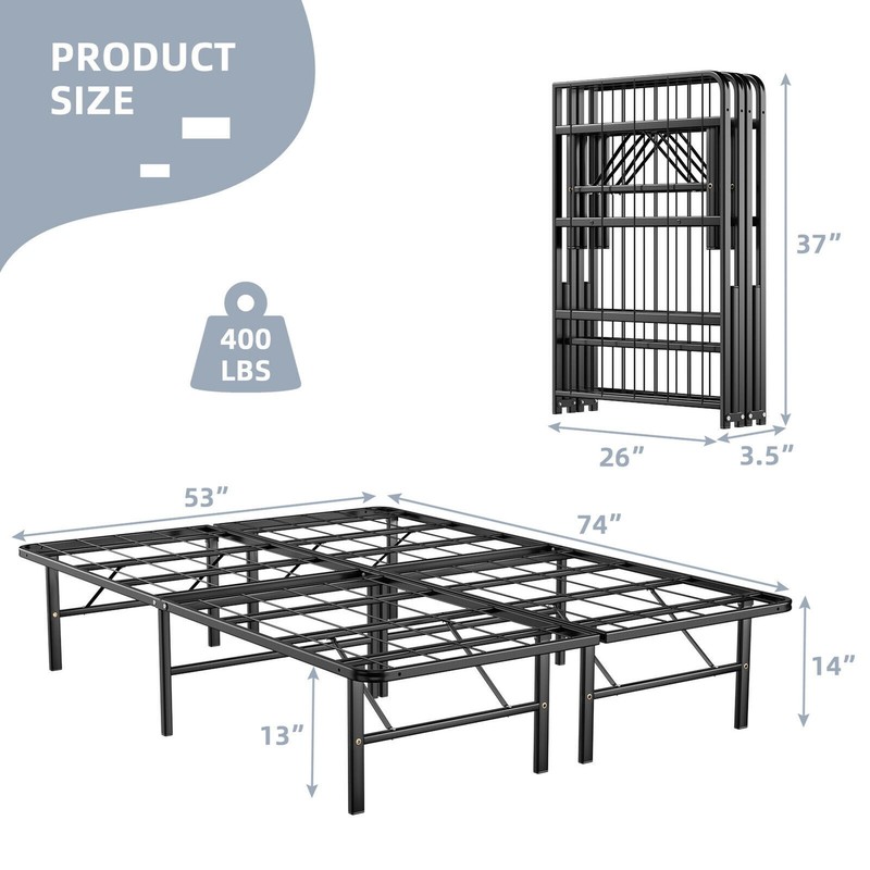 14" Full Size Metal Platform Bed Foldable Mattress Foundation Tool-Free Assembly gallery