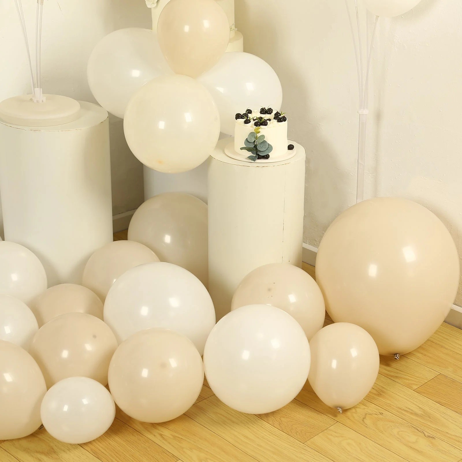 95 WHITE BEIGE Biodegradable Balloons Garland Party Decorations Kit Supplies gallery