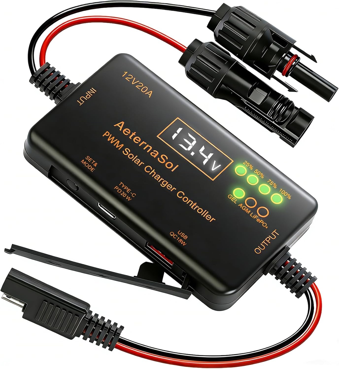 20A 12V PWM Solar Charge Controller LCD Display for RV Boat Off-Grid System NEW gallery