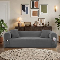 Convertible Sofa Bed ,Boneless Couch Corduroy Futon Couch with Storage Pocket