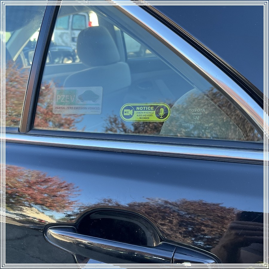 Camera in Car Recording Video 6-Pack INSIDE MOUNT Decals Black Yellow 3" x 1" gallery
