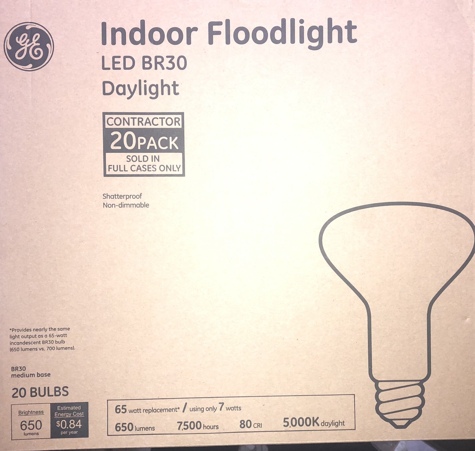 GE LED 65-Watt LED BR30 Daylight Indoor Floodlight 20 Pack gallery