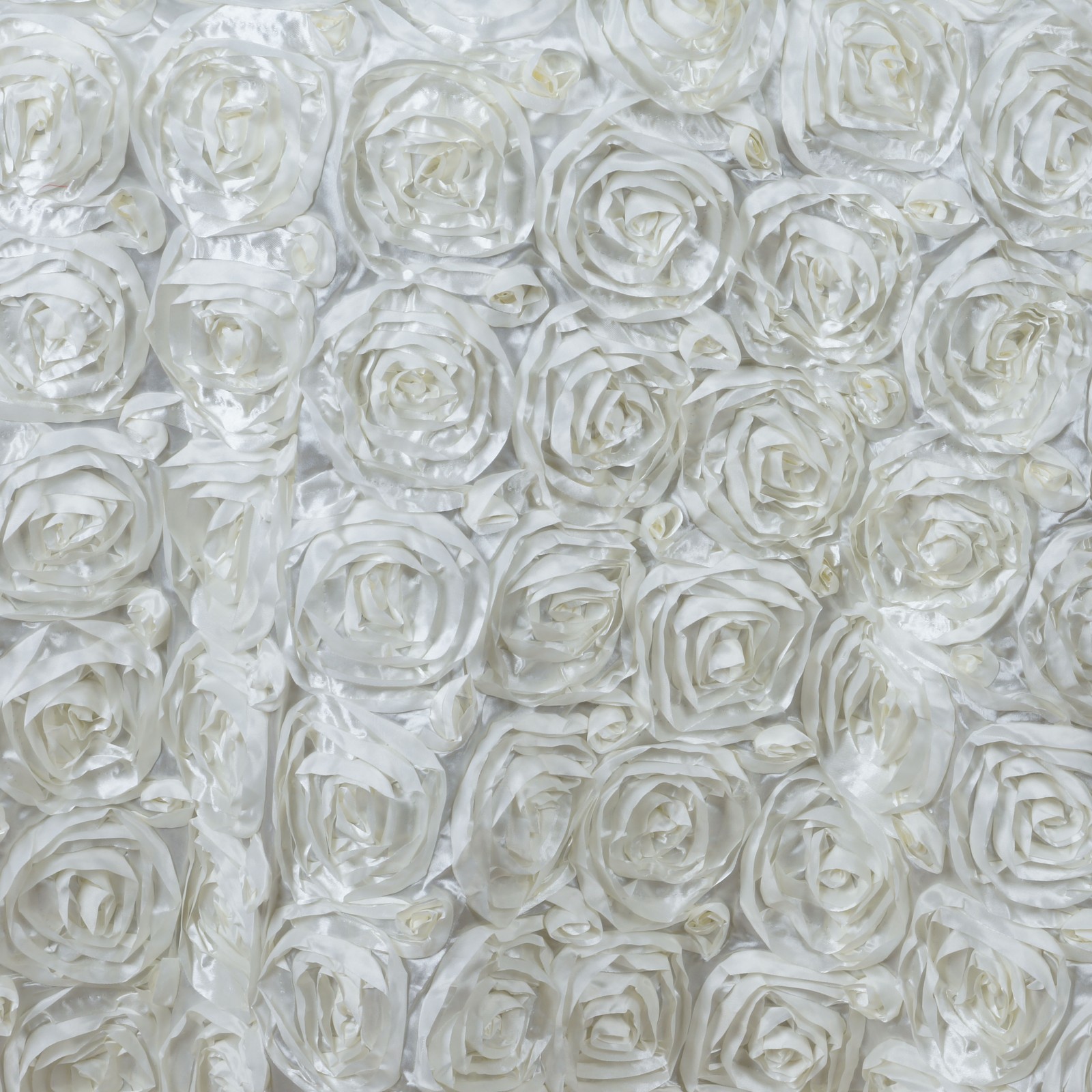 Ivory RIBBON ROSES 120" ROUND TABLECLOTH Fancy Wedding Party Catering Linens gallery