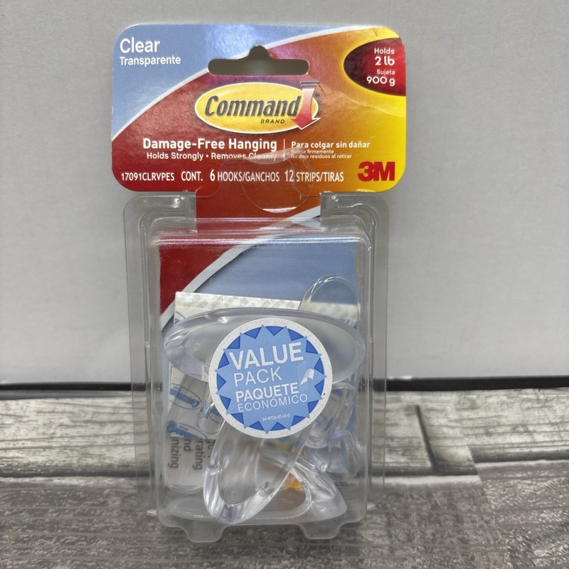 3M Command Clear Medium Hooks, Holds 2 lb, Pack Of 6 Hooks And 12 Strips {54} gallery