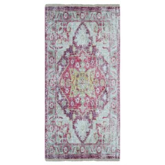 Machine Woven Crossweave Polyester 2’6×9’10 Runner Area Rug Oriental Pink BBH