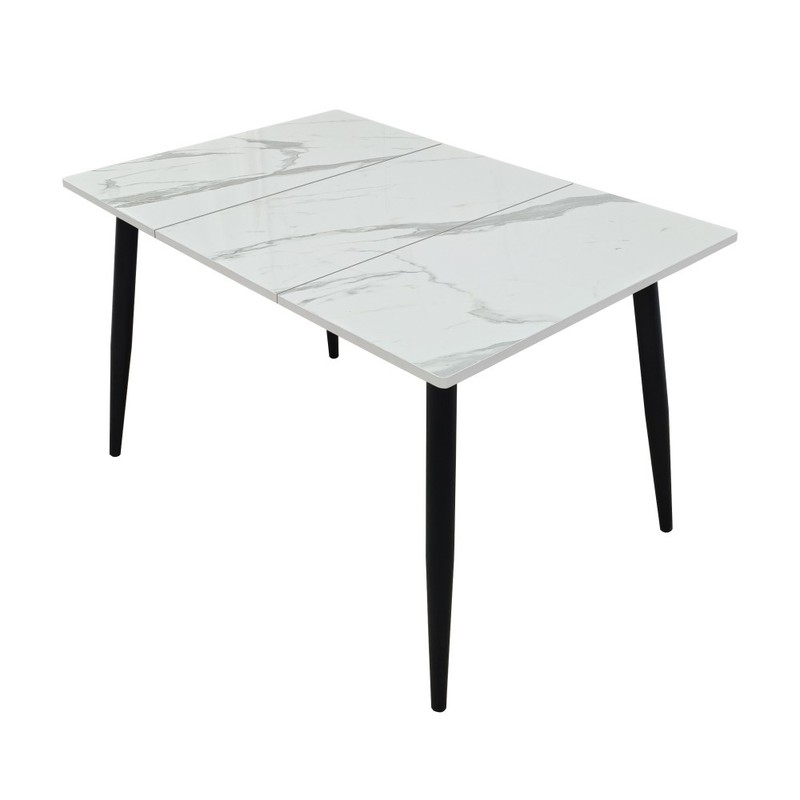 Rectangular Wooden Dining Table White Wood Metal Frame 4 6 Seater Space Saving gallery