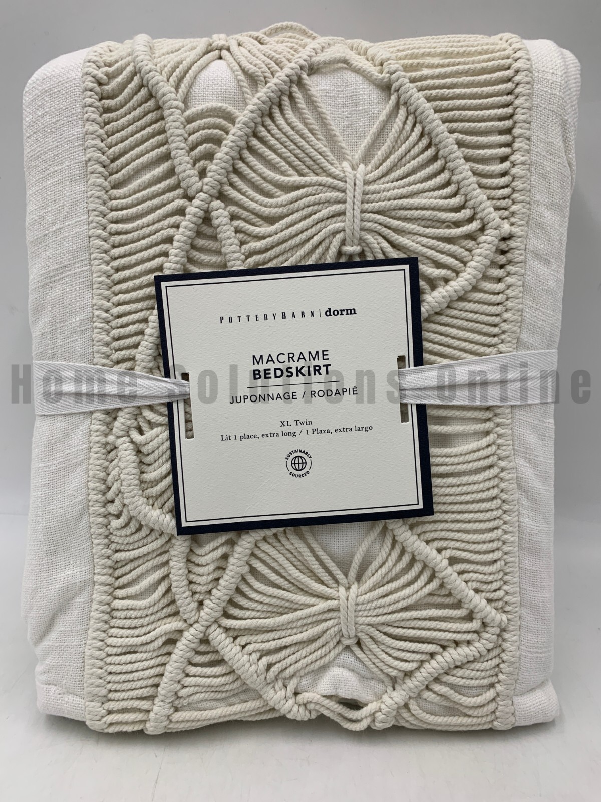 Pottery Barn Teen Dorm Macrame Vaulted Bed Skirt 60" Drop White Twin XL #N408 gallery