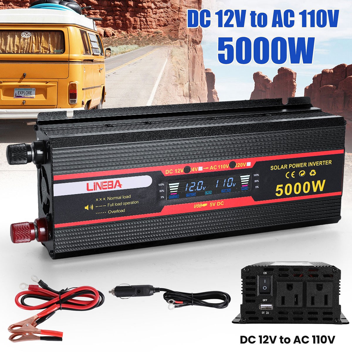 5000W Complete Solar Panel Kit with Controller & Inverter Home 110V Grid System gallery