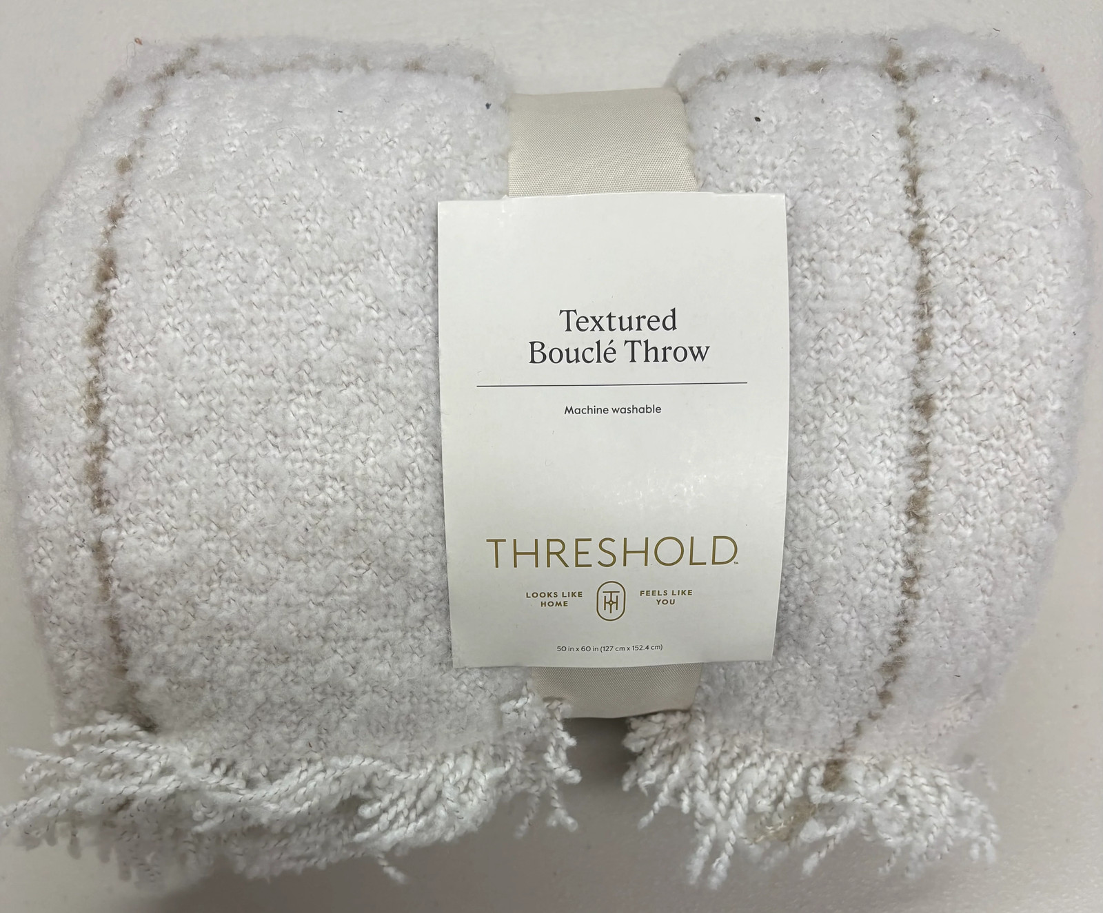 Threshold 50”x60” Textured Boucle Windowpane Throw Blanket, New gallery