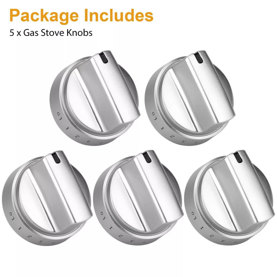 5 Pack Stainless Steel Look Control Knob Kits For GE Gas Range Stove WB03X24818 gallery