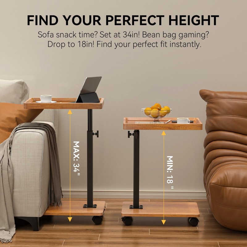 XNSDXV C Table End Table Adjustable Height, 360°Swivel TV Tray Table for Smal... gallery