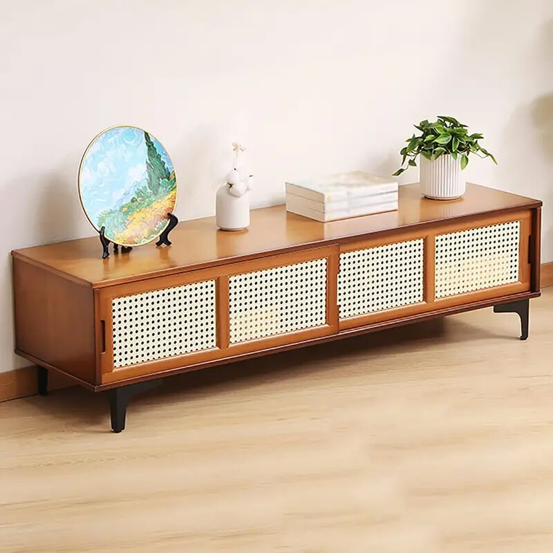 Modern Wood TV Stand Entertainment Unit Center Media Console Storage Shelves