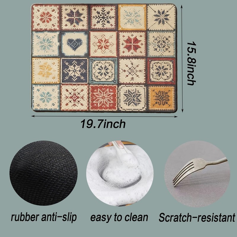 Retro Quick Drying Water Draining Absorbent Mat Kitchen Countertop Accessories gallery