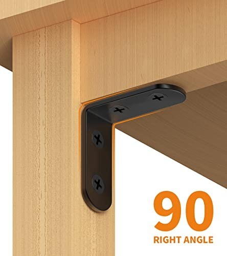 18-Pack L Bracket Corner Brace Sets Black Stainless Steel 90 Degree Right Angle gallery