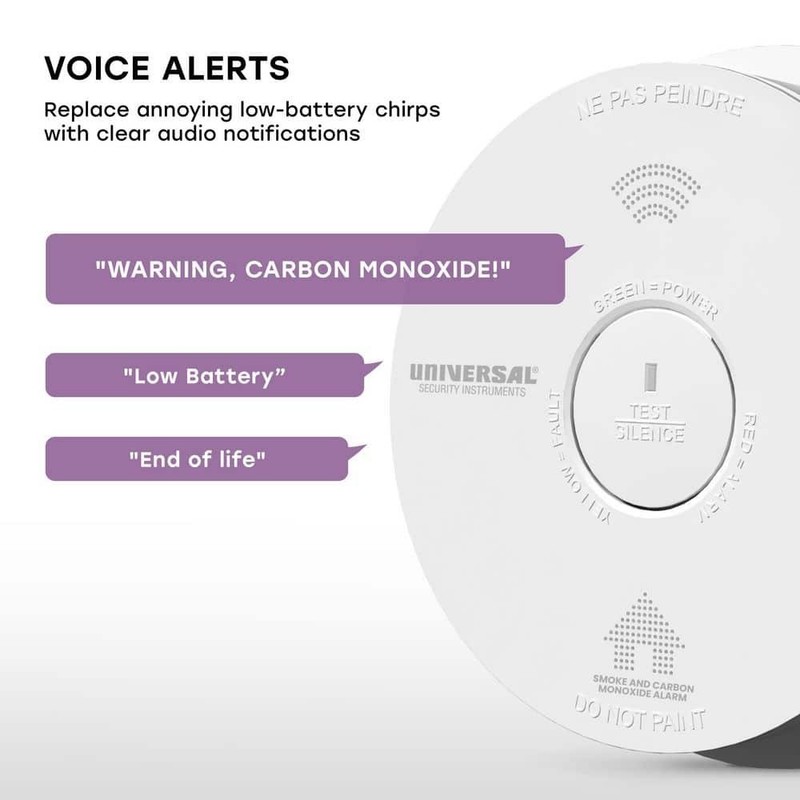 USI 2-Pack 10-Year Battery Comb Smoke+Carbon Monoxide Detector Voice Alarm gallery