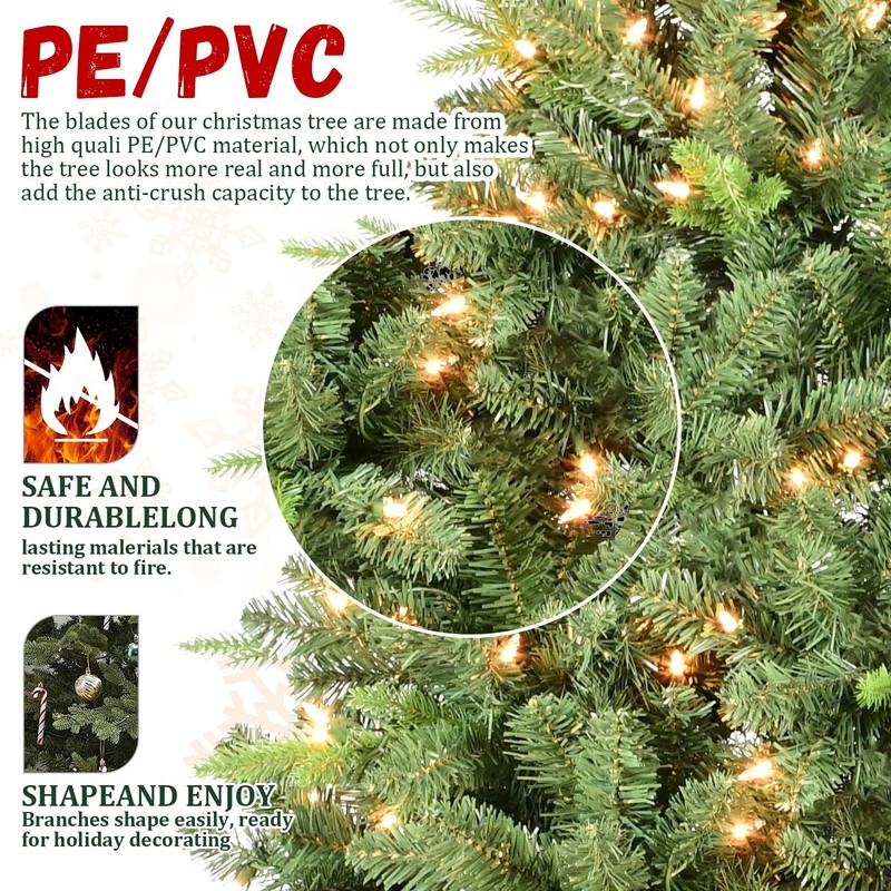 4-9 Ft Pre-Lit Green Spruce Realistic Artificial Holiday Christmas Tree w/ Stand gallery
