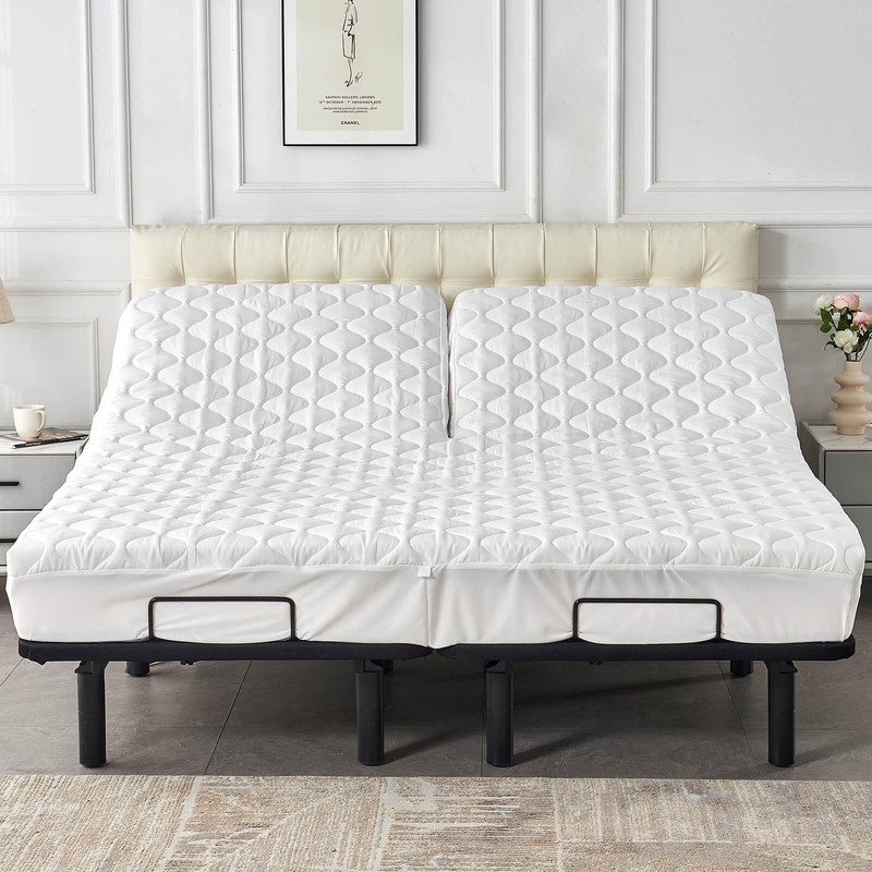 Kingnex Quilted Waterproof Split Top Queen Mattress Protector for Adjustable ... gallery