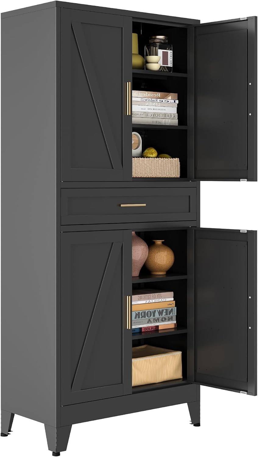 Elegro Metal Storage Cabinet With 4 Adjustable Shelves and 4 Doors For Kitchen gallery