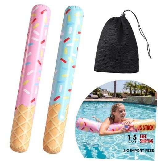 Seenelling Pack Ice Cream Inflatable Pool Noodle Floats Pack 48" Large 2 gallery