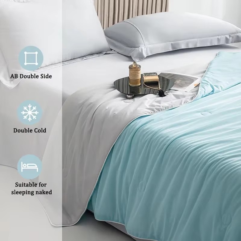Cooling Blanket for Summer – Thin Lightweight Quilt for Hot Sleepers – Sky Blue gallery