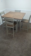 5-Piece Square Dining Table Set with Chairs, Green/Brown Solid Wood, Seats 4
