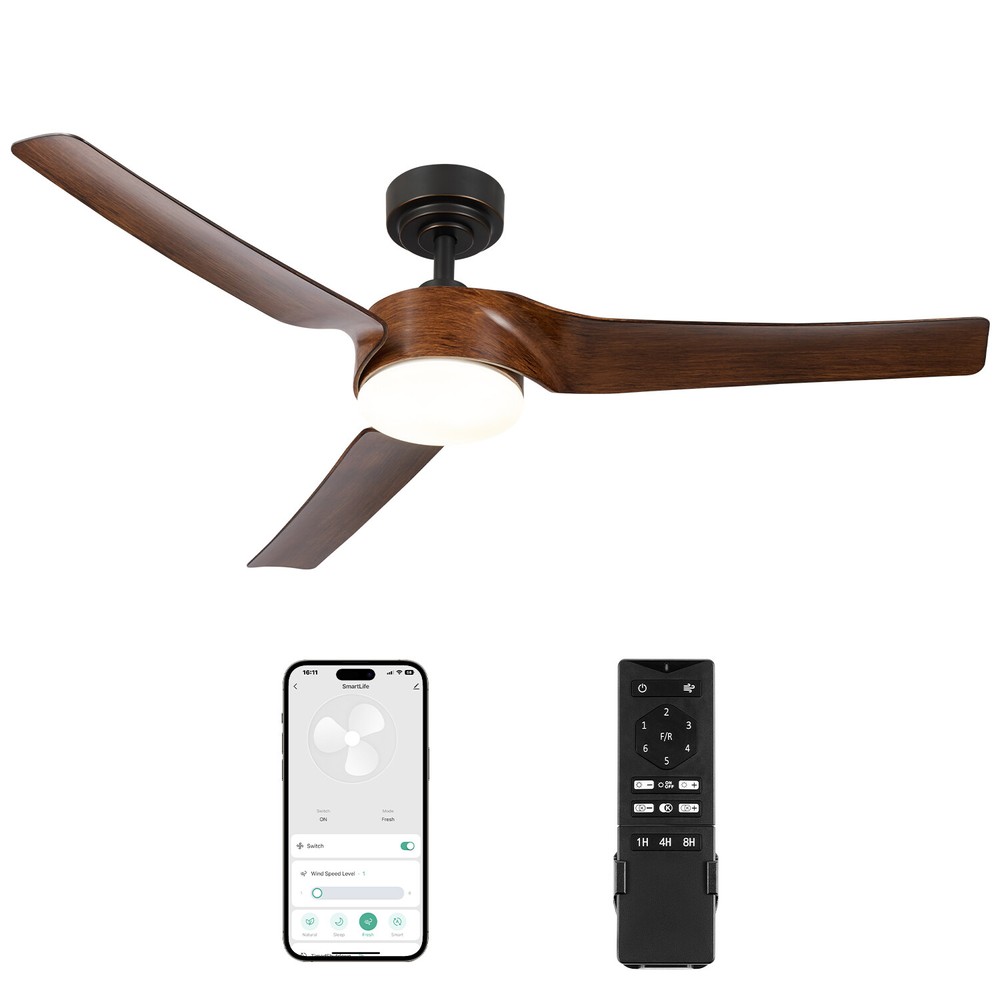 52" Smart Ceiling Fan w Light Remote Compatible w Alexa Google Voice App Control