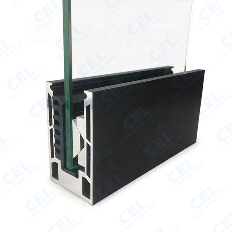 Aluminum Base shoe For 1/2" -9/16" thickness glass gallery