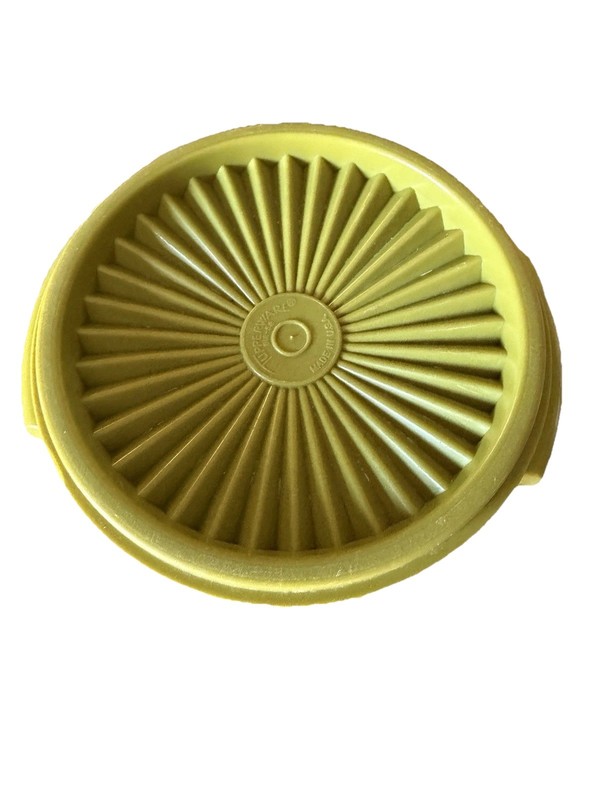 Tupperware Vintage Solid Yellow/Green Round Snap Lid Stackable Container Set gallery