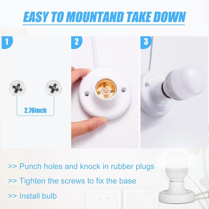 1 Pcs 9.84 Ft Light Socket with Cord E26/ E27 Light Bulb Socket with On/Off Swit gallery