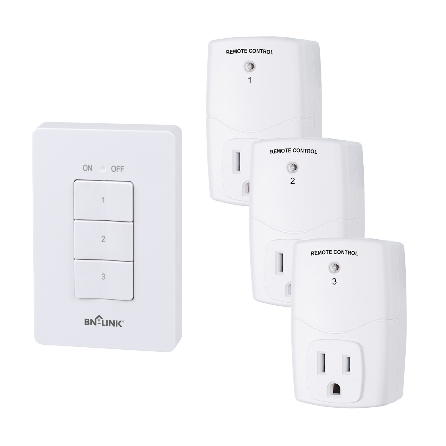 BN-LINK Wireless Wall-Mounting Remote Control Outlet Switch Power Plug In White gallery