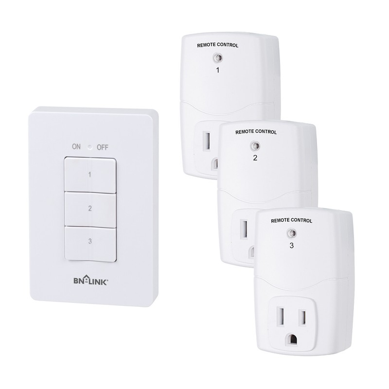 BN-LINK Wireless Wall-Mounting Remote Control Outlet Switch Power Plug In White gallery