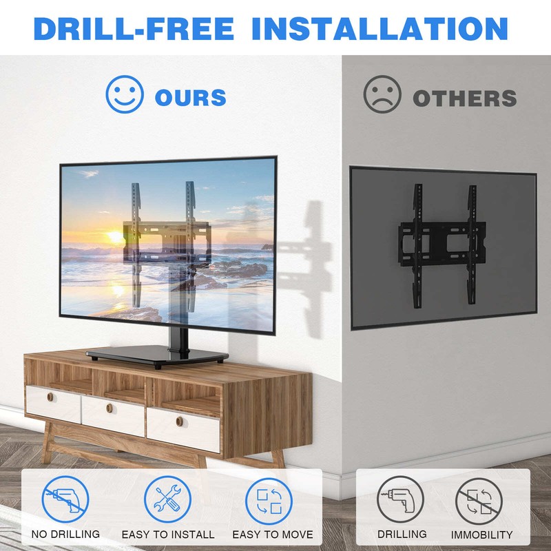 Universal Adjustable Tabletop TV Stand with Swivel Mount for 27-55 inch Flat TVs gallery