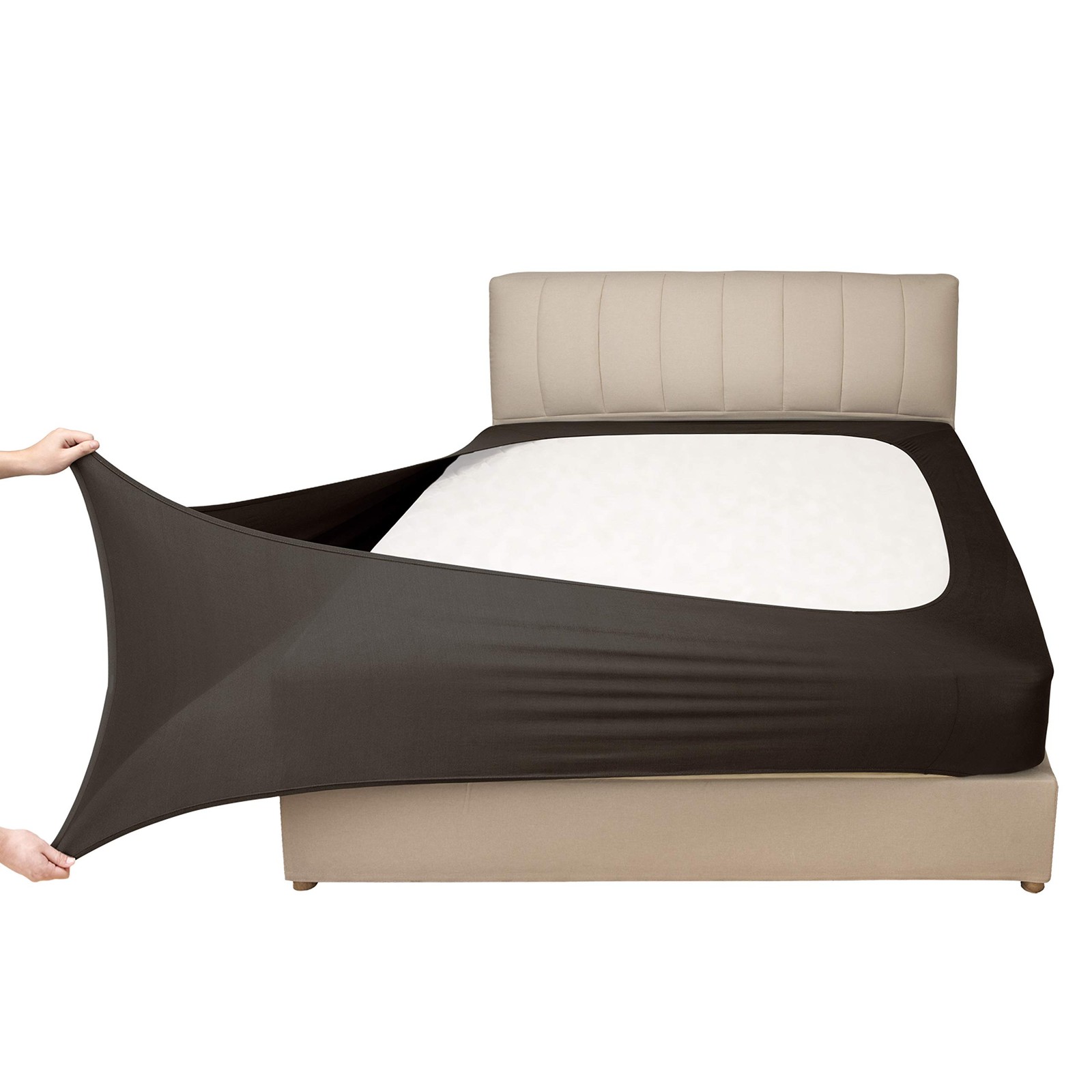 Stretch Jersey Box Spring Cover Wrap Around - Queen/XL, Ultra Soft, Chocolate gallery