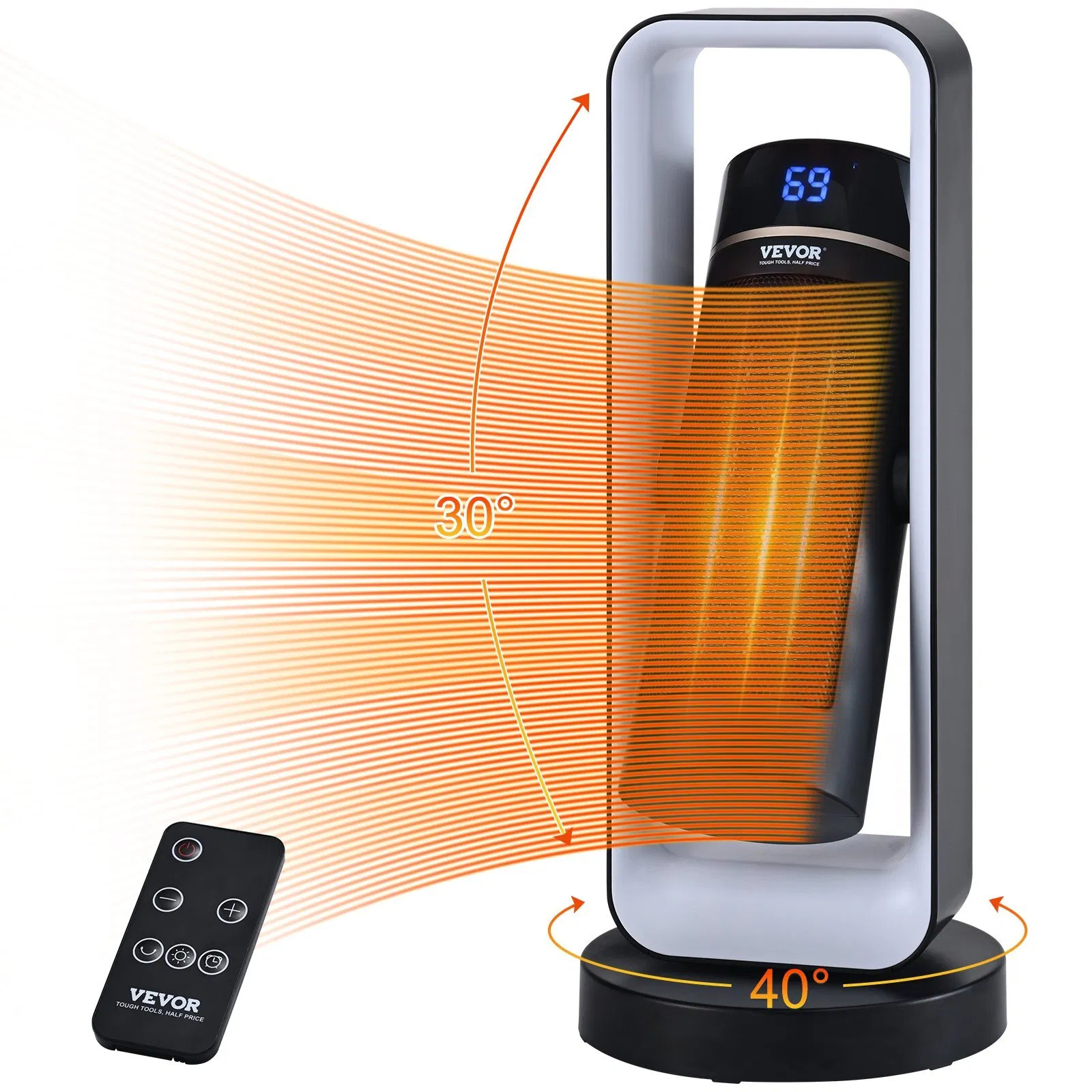 Electric Space Heater with Thermostat Remote Control, 1000W/1500W 2-Level Adjus gallery