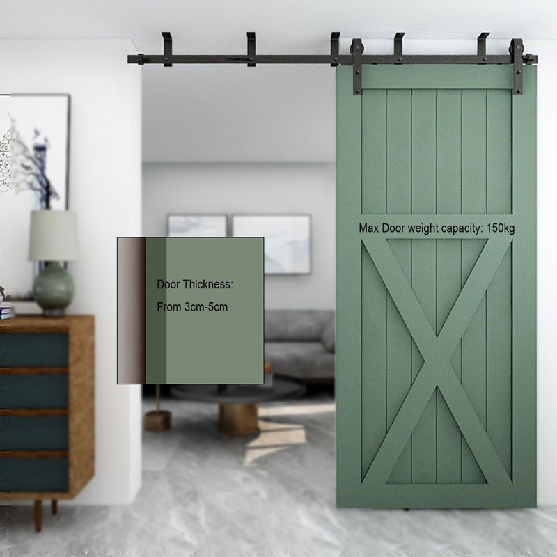 4FT-20FT Ceiling Mount Sliding Barn Door Hardware Track Bracket Kit for 1/2 Door gallery