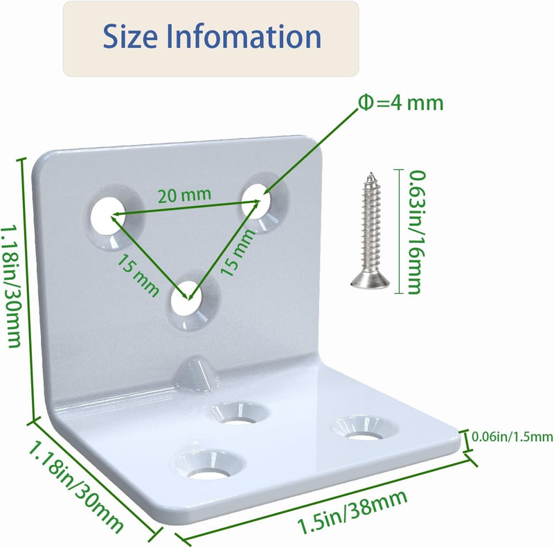 White Stainless Steel Corner Bracket,Joint Right Angle Bracket,L Shape Heavy Dut gallery