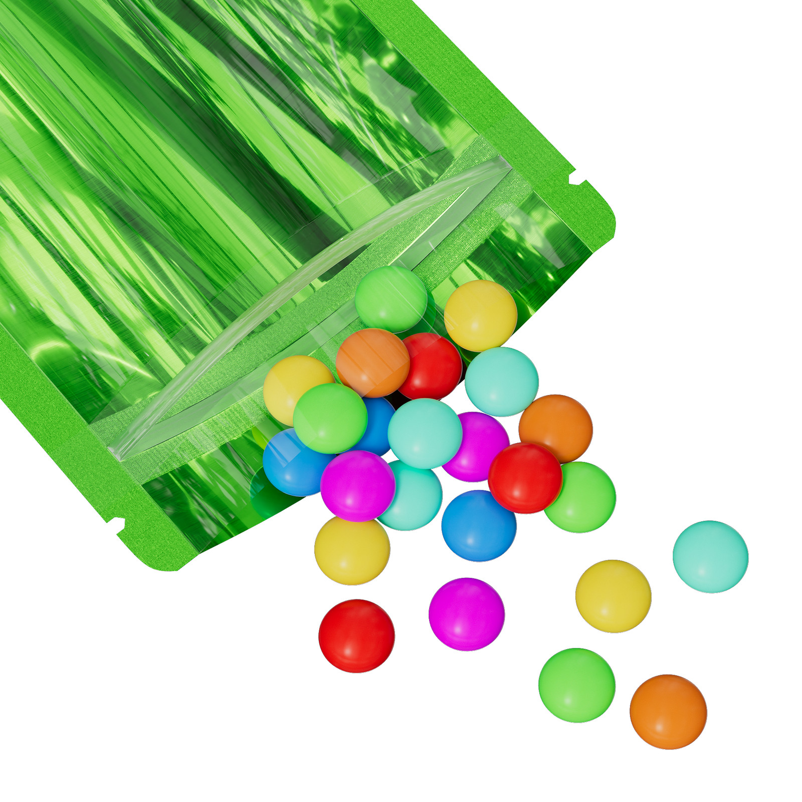 100/500/1000 Clear & Green Stand Up Resealable Freeze Dried Candy Packaging Bags gallery