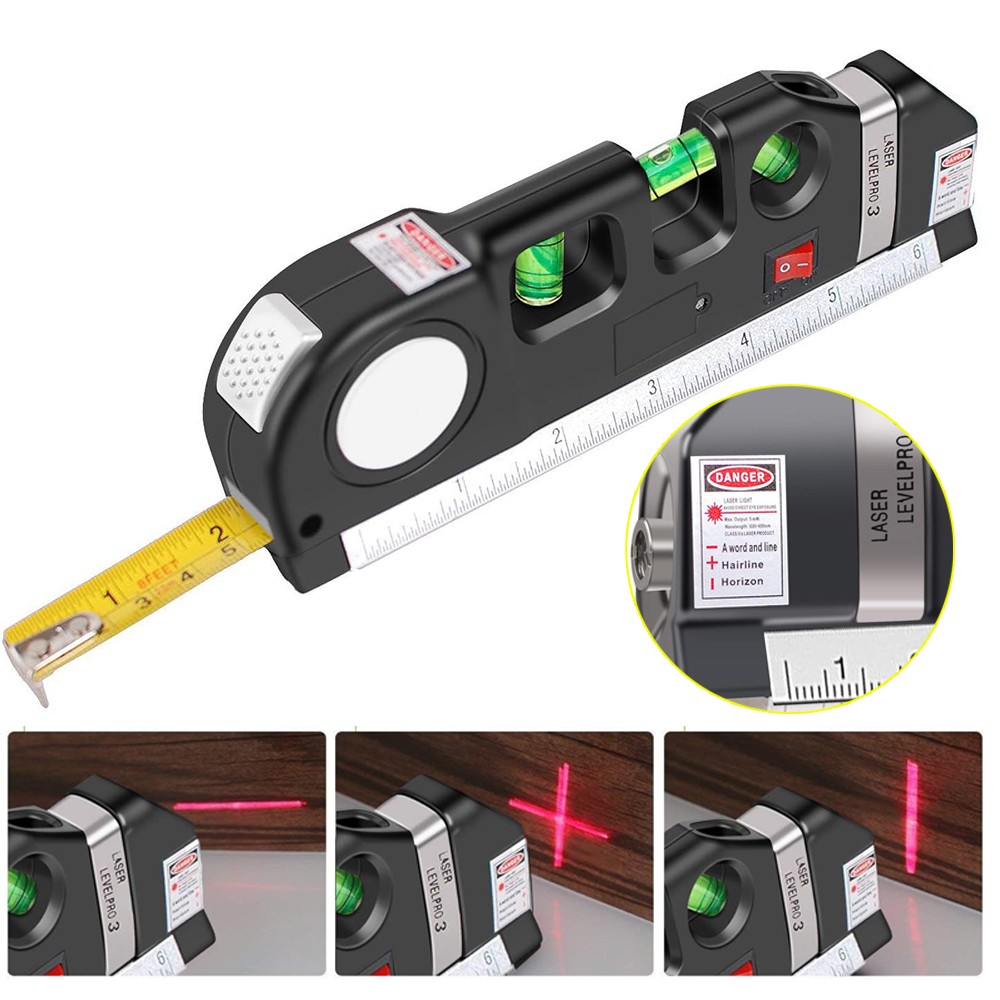 Multipurpose Laser Level Vertical Horizon Measuring Tape Aligner Metric Rulers gallery