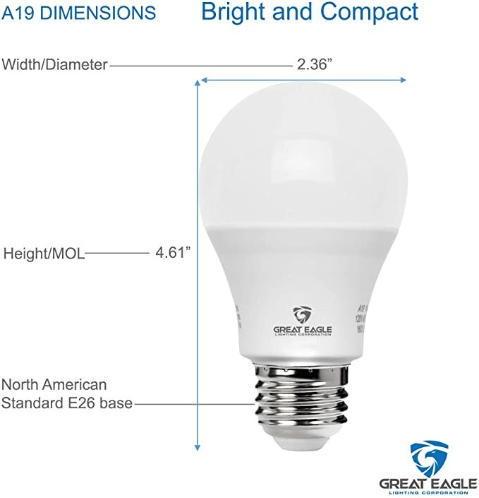 Great Eagle Dimmable 100W Replacement A19 LED Bulb 2700K/3000K/4000K/5000K gallery