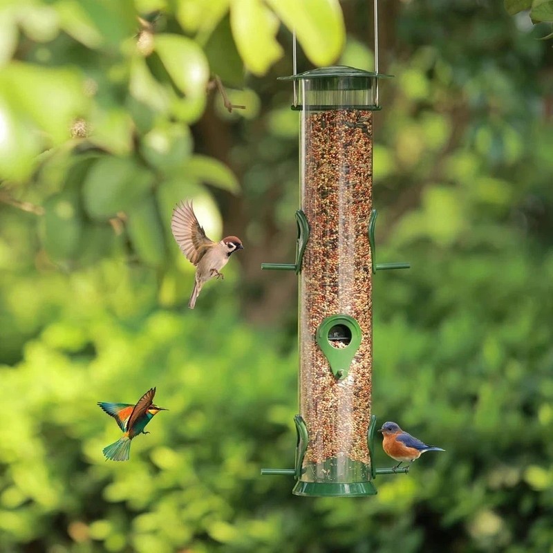 [2 Pack] Bird Feeder Squirrel Proof Bird Feeders for Outdoors Hanging, 6 Ports W gallery