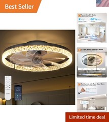 Low Profile LED Ceiling Fan with 6 Speeds & Remote, 3000-6000K Adjustable Light
