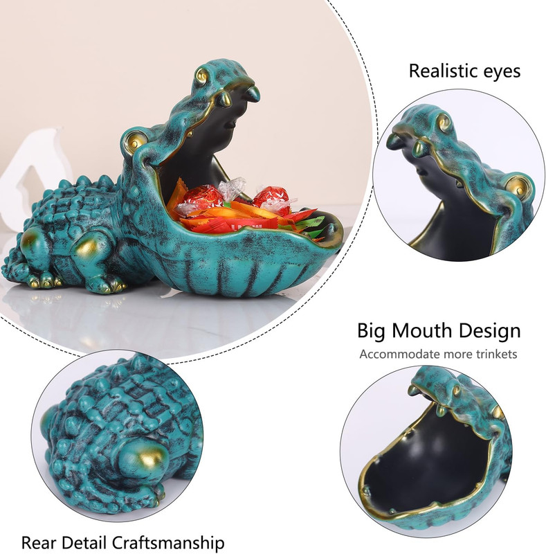 LCCCK Crocodile Candy Dish, Fun Crocodile Statue Key Bowl for Entryway Table, Gr gallery