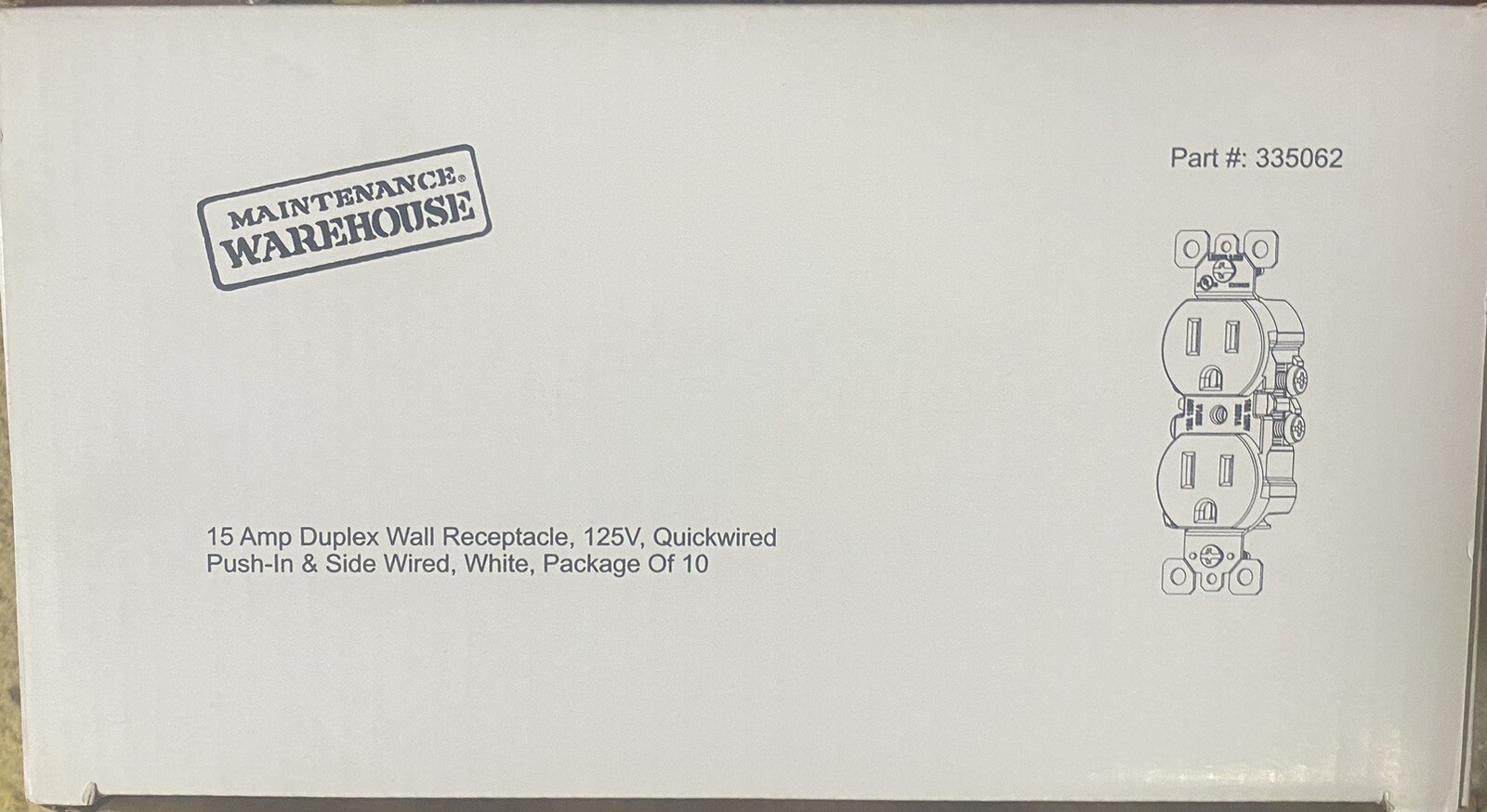 Maintenance Warehouse 10-Pack Duplex Receptacle Outlet, 15Amp/125V,UL - NEW! gallery