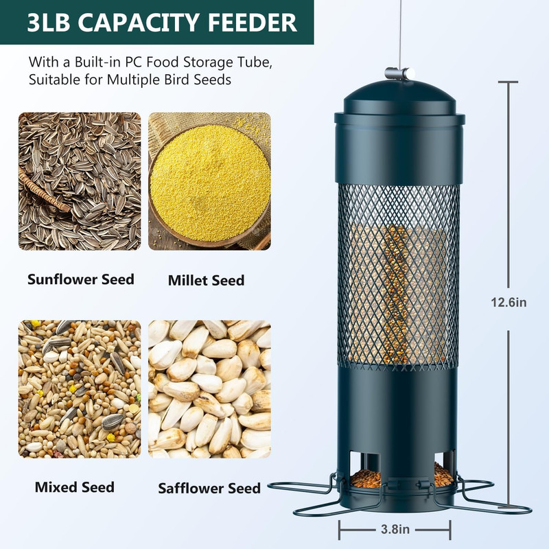 Bird Feeders for Outdoors Squirrel Proof with Weight-Activated Perches, Hanging gallery