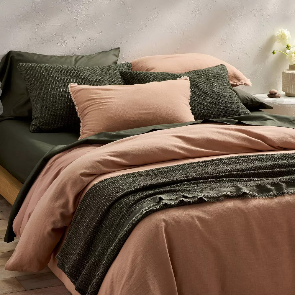 King Textured Waffle Coverlet Olive Green - Casaluna gallery