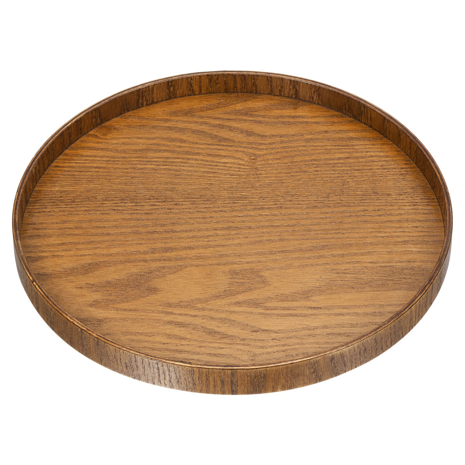 11" Wood Serving Tray Round Decorative Platter Home Kitchen Table Brown gallery